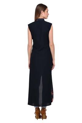 Dark-blue printed georgette ethnic-kurtis 4