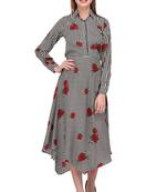 White printed polyester ethnic-kurtis
