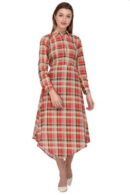 Red printed polyester ethnic-kurtis 1