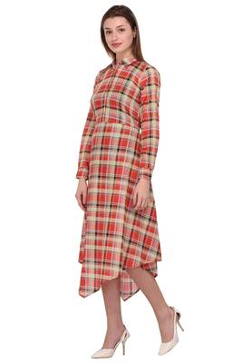 Red printed polyester ethnic-kurtis 2