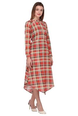 Red printed polyester ethnic-kurtis 3