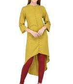 Green plain rayon ethnic-kurtis