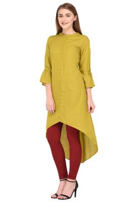 Green plain rayon ethnic-kurtis 2