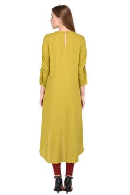 Green plain rayon ethnic-kurtis 4