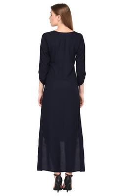 Dark-blue plain polyester ethnic-kurtis 4