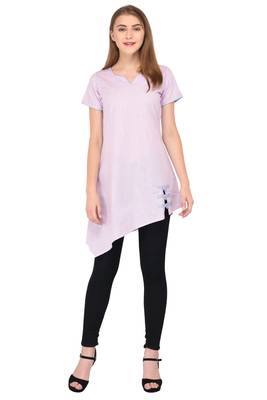 Pink plain linen ethnic-kurtis 1