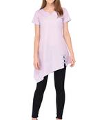 Pink plain linen ethnic-kurtis