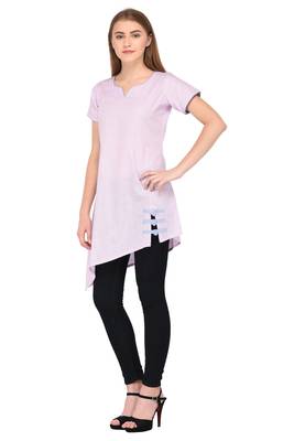 Pink plain linen ethnic-kurtis 2