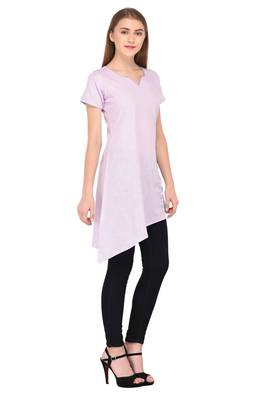 Pink plain linen ethnic-kurtis 3