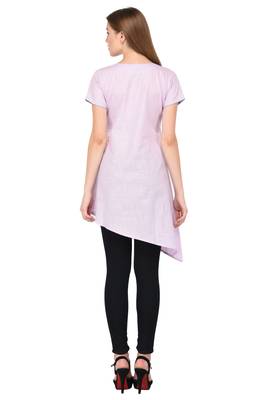 Pink plain linen ethnic-kurtis 4