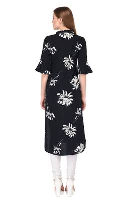 Dark-blue printed polyester ethnic-kurtis 4