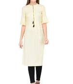 Yellow plain linen ethnic-kurtis