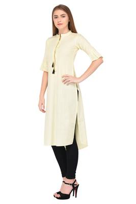 Yellow plain linen ethnic-kurtis 2