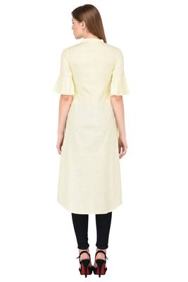 Yellow plain linen ethnic-kurtis 4