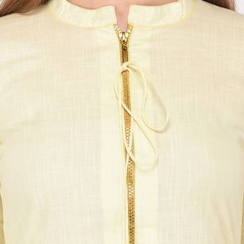 Yellow plain linen ethnic-kurtis 5