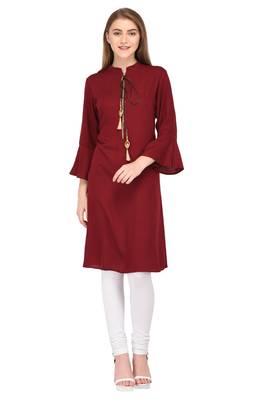 Maroon plain rayon ethnic-kurtis 1