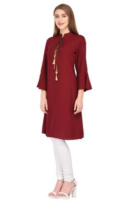 Maroon plain rayon ethnic-kurtis 2