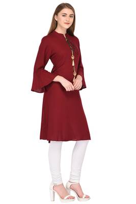 Maroon plain rayon ethnic-kurtis 3