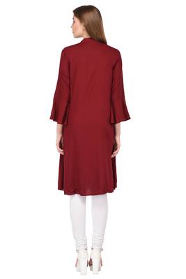 Maroon plain rayon ethnic-kurtis 4