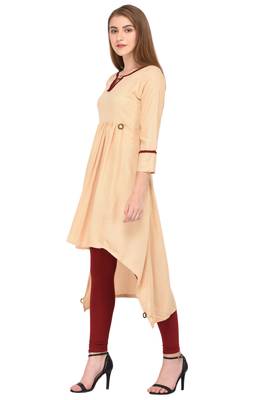 Beige plain rayon ethnic-kurtis 2