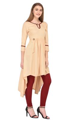 Beige plain rayon ethnic-kurtis 3