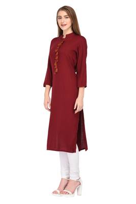 Maroon plain rayon ethnic-kurtis 2