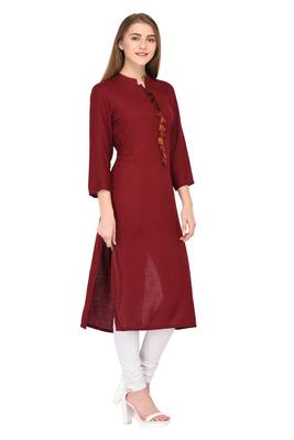Maroon plain rayon ethnic-kurtis 3