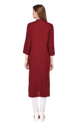 Maroon plain rayon ethnic-kurtis 4