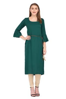 Emerald plain rayon ethnic-kurtis 1