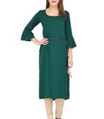 Emerald plain rayon ethnic-kurtis