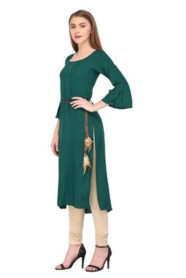 Emerald plain rayon ethnic-kurtis 2