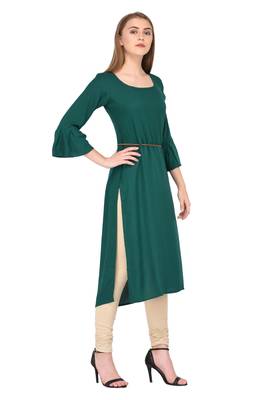 Emerald plain rayon ethnic-kurtis 3