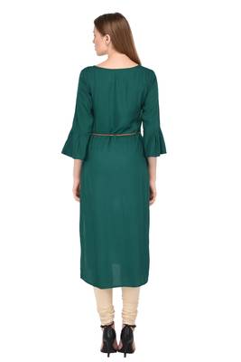 Emerald plain rayon ethnic-kurtis 4