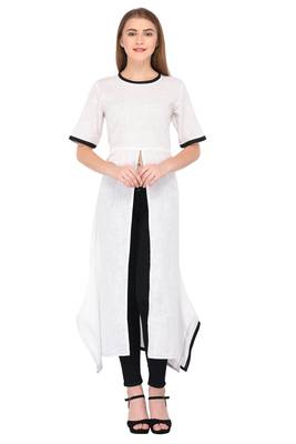 White printed cotton ethnic-kurtis 2