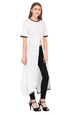 White printed cotton ethnic-kurtis 4