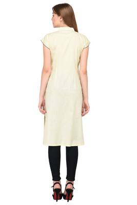 Yellow plain linen ethnic-kurtis 4
