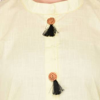 Yellow plain linen ethnic-kurtis 5