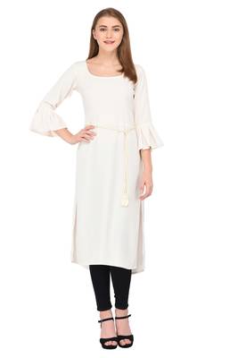 White plain crepe ethnic-kurtis 1