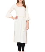 White plain crepe ethnic-kurtis