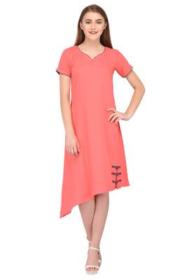 Peach plain rayon ethnic-kurtis 1