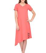 Peach plain rayon ethnic-kurtis