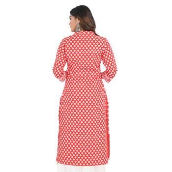 Red printed cotton kurti 2