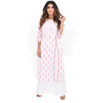 White printed cotton kurti 1
