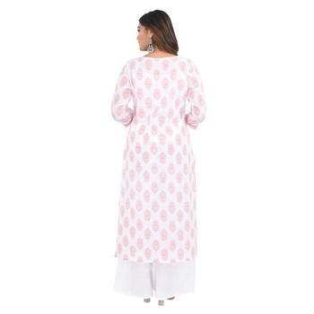 White printed cotton kurti 2