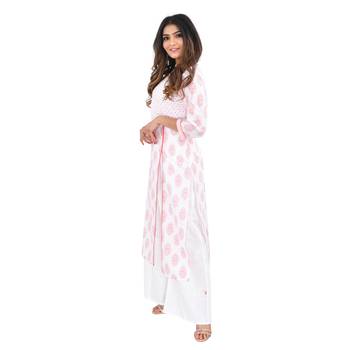 White printed cotton kurti 3