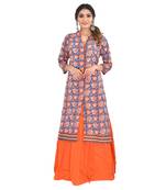 Orange printed cotton kurti