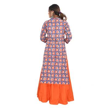 Orange printed cotton kurti 2