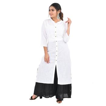 White plain cotton kurti 1