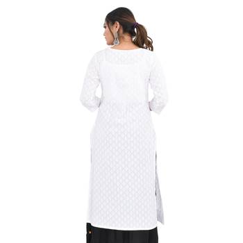 White plain cotton kurti 2