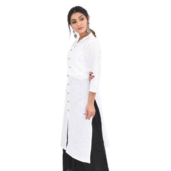 White plain cotton kurti 3
